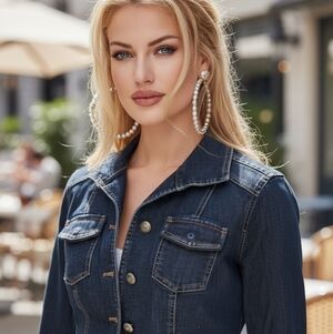 White House Black Market Dark Blue Denim Jacket Size 8P